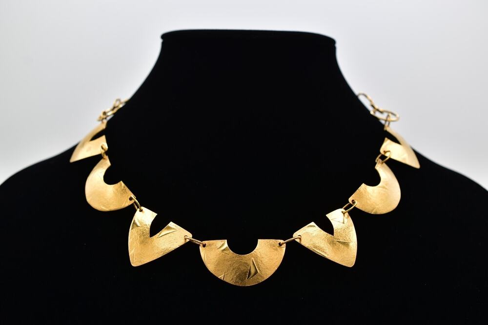 Gladys Sharnoff Vintage Necklace Vermeil Gold Overlay Foil 14K Plated Signed 9A